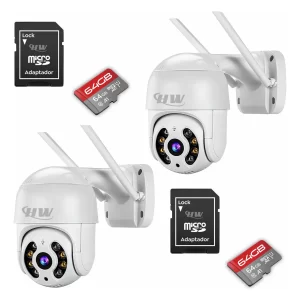 Kit 2 Camera Ip Icsee A8 Wifi com 2 Cartão De Memória Sd 64gb Cor Branco