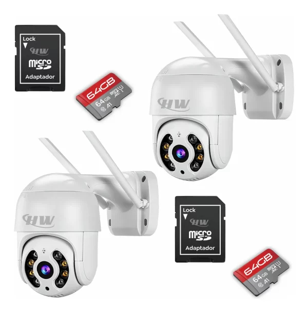 Kit 2 Camera Ip Icsee A8 Wifi com 2 Cartão De Memória Sd 64gb Cor ...